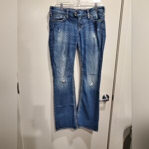 Women's Silver Jean Company Blue Distressed Jeans 31x33